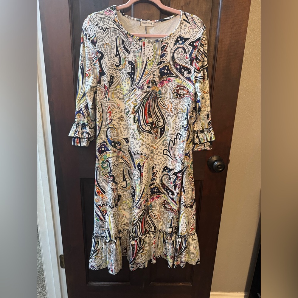 Nuggles Paisley Print Ruffle Hem Dress